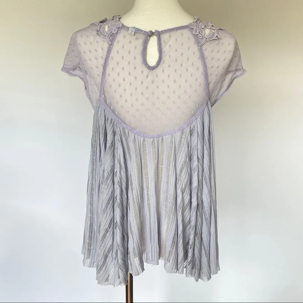 Free People Sheer Flowy Lavender Top - Size Small